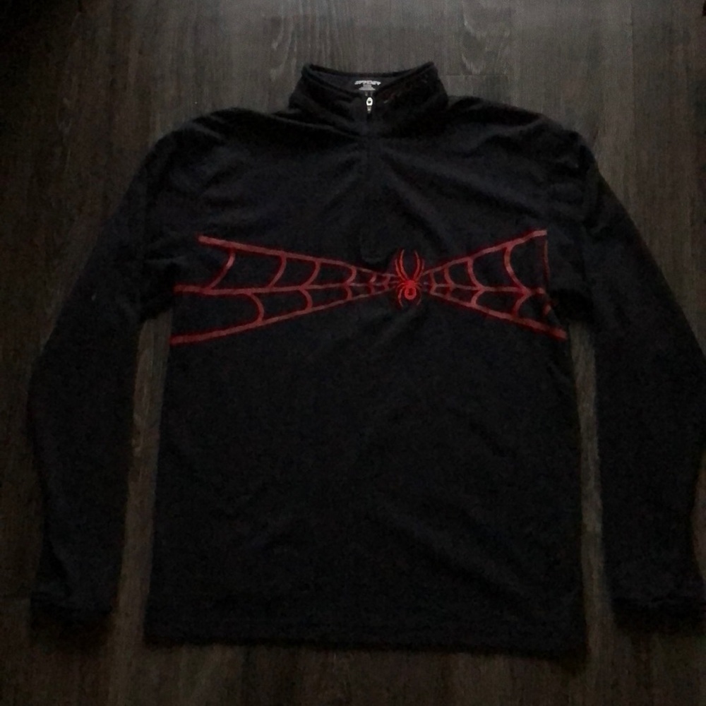 🕷️ SPYDER Men's Quarter Zip Pullover | Retro Spider Web Design | Size M 🕷️